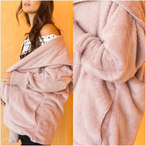 Delicious Fuzzy Blush Fuzzy SweaterJacket - Picture 2 of 8